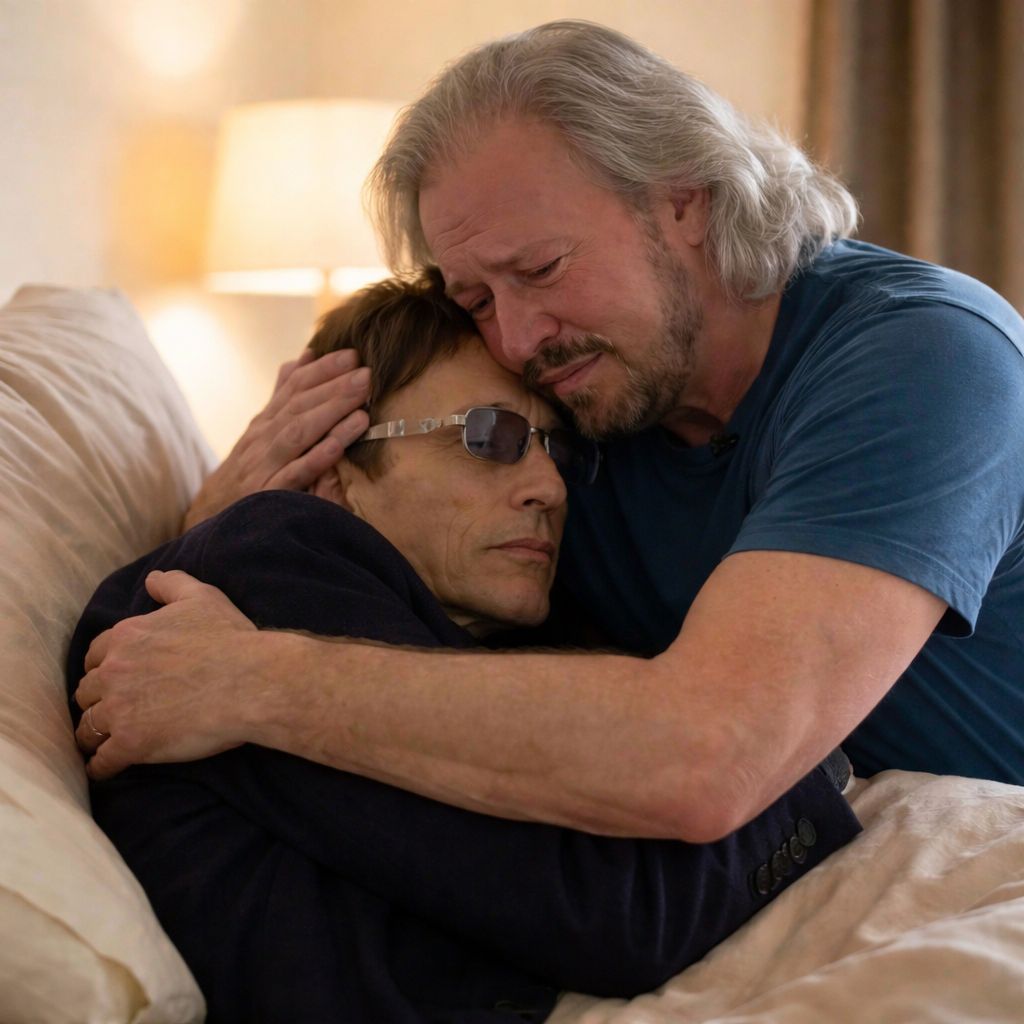 In his final moments, Robin Gibb whispered words Barry would carry for the rest of his life. A brother’s farewell, heavy with love and truth, shattered silence and reshaped what legacy truly means for the last surviving Bee Gee.