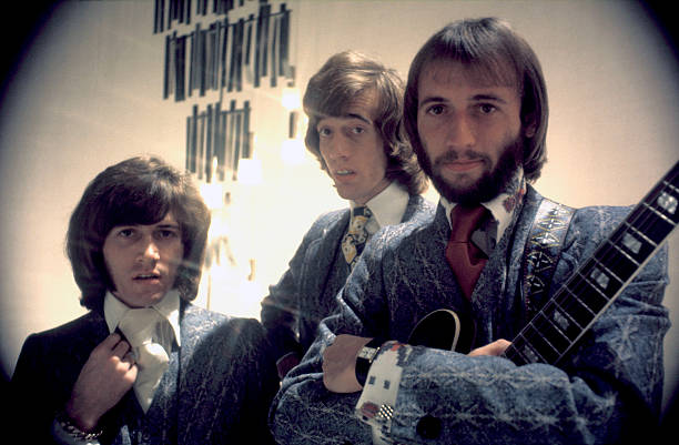 The Bee Gees, Performing in a Television Studio, UK 1971.
