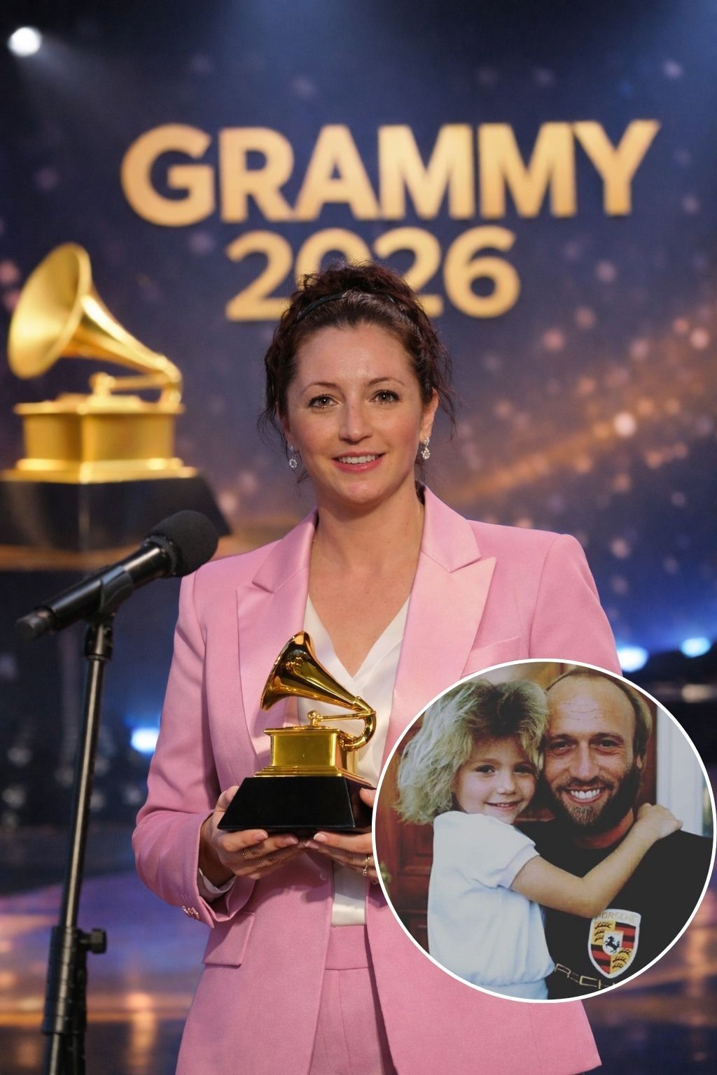 A woman stepped forward: Samantha Gibb accepted the 2026 Grammy Award on behalf of Maurice Gibb.