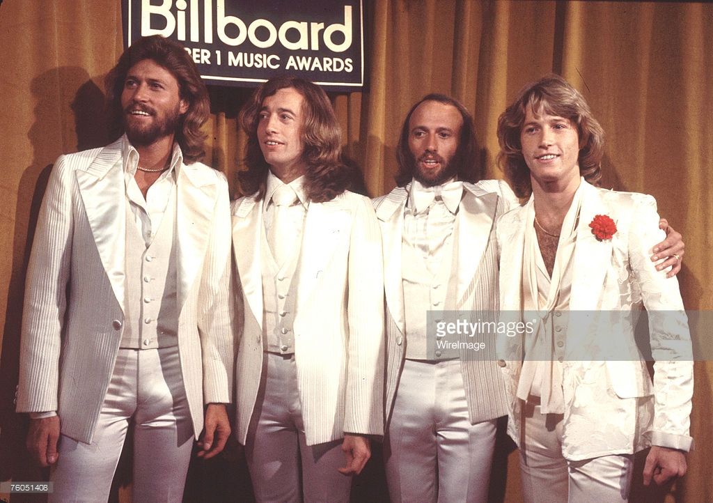 Bee Gees 1977 Barry Gibb, Robin Gibb, Maurice Gibb and Andy Gibb ay ...